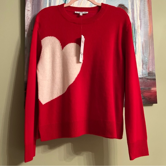 The Cashmere Project Sweaters - The Cashmere Project L Red White Heart Sweater 100% Cashmere